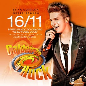 Na tarde deste sábado, 16/11, o cantor Luan Santana será um dos convidados do programa “Caldeirão do Huck”, comandado por ...