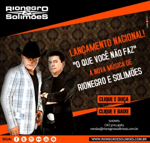 A dupla sertaneja Rio Negro e Solimões anunciou hoje o lançamento da sua nova música de trabalho, “O Que Você Não Faz”. A canção, super romântica, tem uma letra e melodia gostosa de escutar. Escrita por Liandro, Leo Camaro e Rodrigo ...