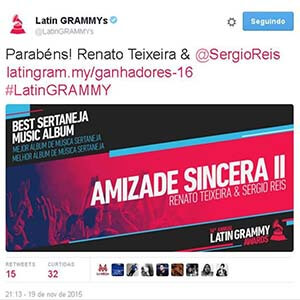 Amizade Sincera II ganha Grammy Latino