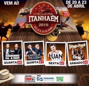 Festa do Peão de Itanhaém 2016 - Ingressos e Shows: