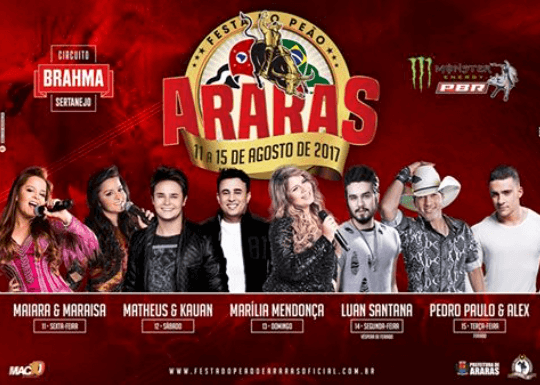 Definidos os shows da Festa do Peão de Araras 2023 – RCA1