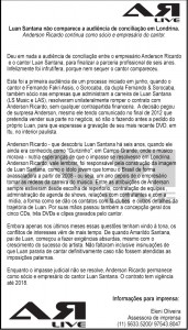 A disputa judicial entre Luan Santana e o empresário Anderson Ricardo de Souza ganha um novo capítulo. Nesta terça (20/08), ...