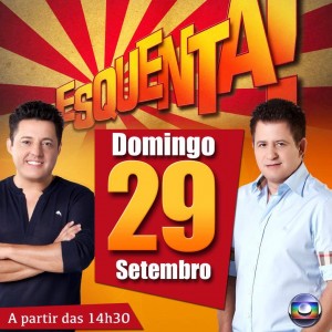 Este domingo vai estar ainda mais animado com a participação da dupla Sertaneja Bruno e Marrone no Programa Esquenta!, que será exibido pela Rede Globo a partir das 14h15. Na atração, comandada pela versátil comunicadora Regina Casé, a dupla Bruno ...