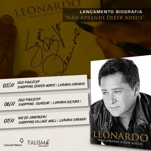 O cantor Leonardo lança em São Paulo e no Rio de Janeiro o livro “Não aprendi dizer adeus”. Na obra, em depoimento ao jornalista Silvio Essinger, o artista comemora seus 50 anos de idade, relembrando as histórias mais emocionantes que ...