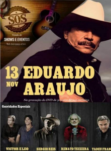 Eduardo Araújo grava hoje em Belo Horizonte (MG) seu primeiro DVD comemorando 50 anos de carreira. Para a festa, o artistas convidou os amigos Victor e Léo, Sérgio Reis, Renato Teixeira e Tadeu Franco para fazer uma participação especial. A ...