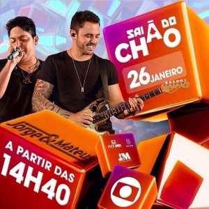 A dupla sertaneja Jorge e Mateus, promete levantar o público ao som de seus grandes sucessos, neste próximo domingo (26) a partir das 14h40 no programa “Sai do Chão”, atração dominical exibida pela Rede Globo. No palco, a dupla irá ...