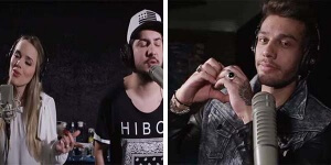 Thaeme e Thiago e Lucas Lucco participam da gravação do clipe da música "O Amor Tá Aí", em prol do Instituto Neymar Jr.