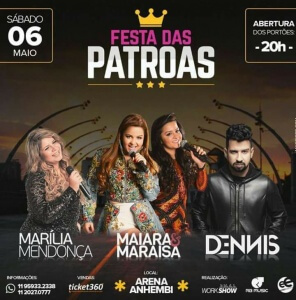 A Festa das Patroas em São Paulo, que acontecerá no dia 06 de maio, na Arena Anhembi, irá receber as cantoras mais ...